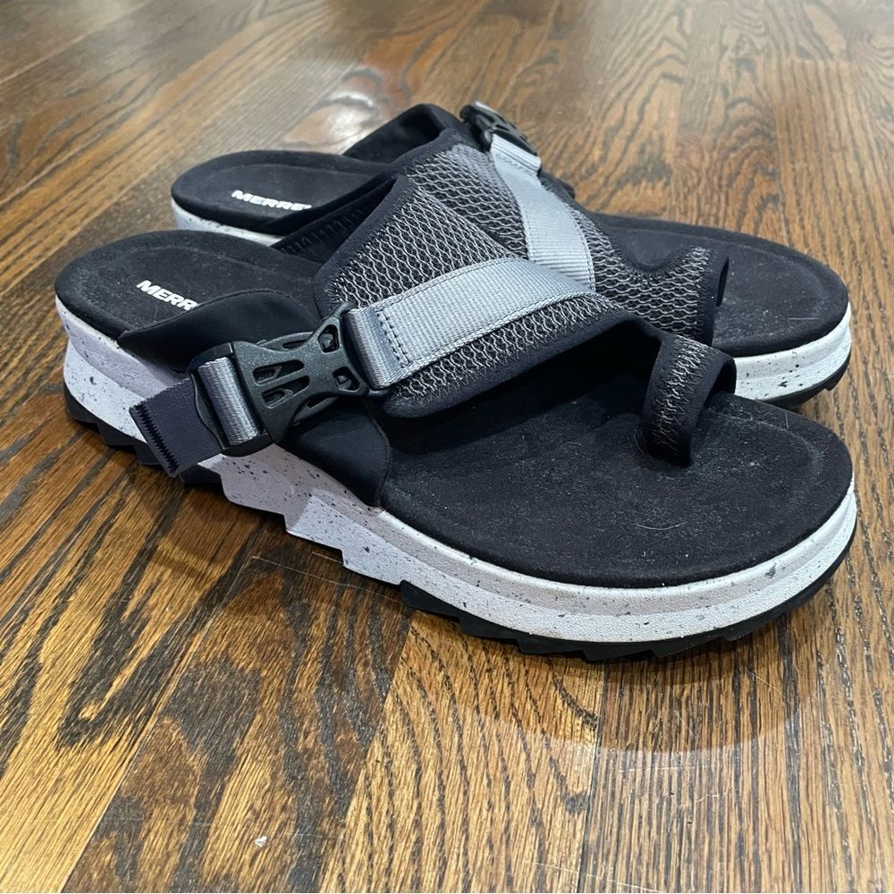 MERRELL Alpine Cush Wrap Wedge Black & White Sandals